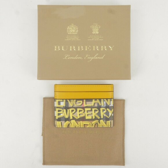 Burberry PVC Leather Graffiti Pattern Card Case Yellow Used - Picture 11 of 11